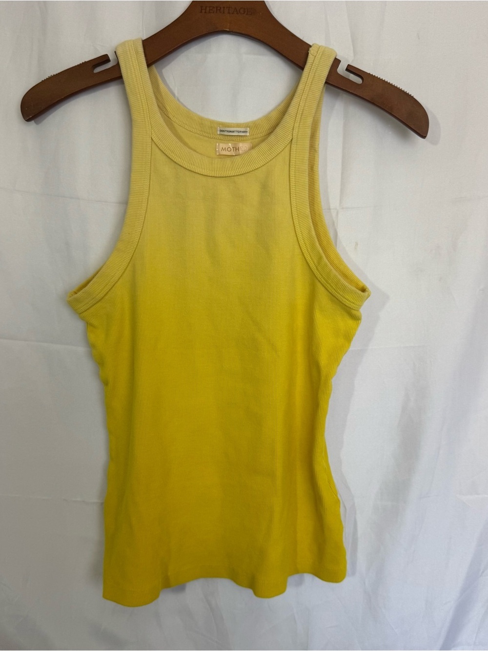 MOTHER Bright Yellow Ribbed Tank Top Size Small